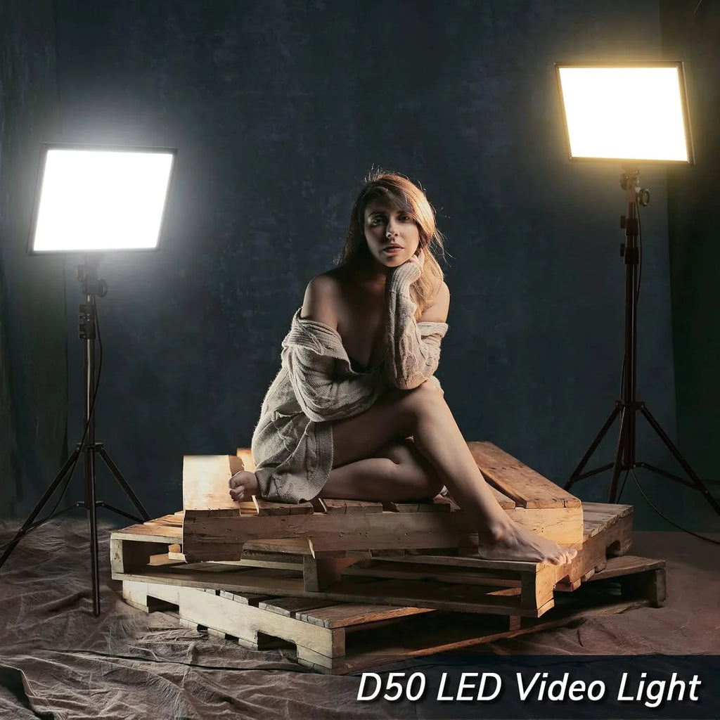 D50 LED Video Light Panel Lights 15.4", 2 Packs 45W 3000K-8000K Bi-Color Dimmable Photography Lighting, CRI 96+ Videography Lighting for Video Shooting/Gaming/Live Stream/Studio/Film