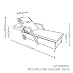 Rattan Sun Lounger with Wheels