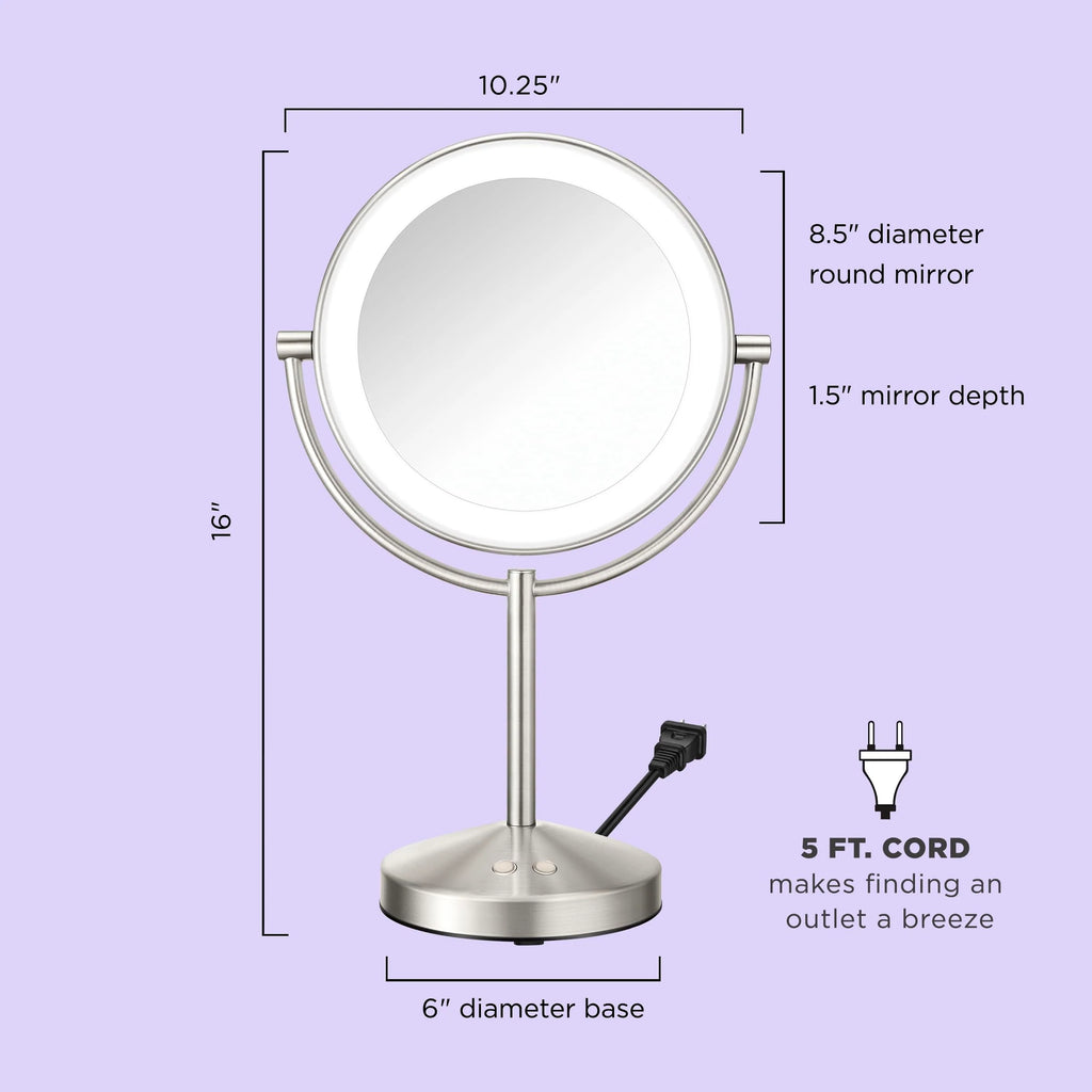 Conair Lighted Makeup Mirror, 1X/10x Magnifying Mirror