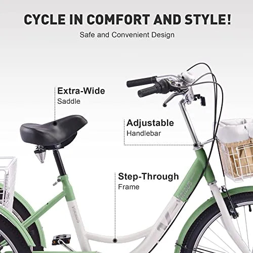 Viribus Adult Tricycle, 7 Speed Tricycle for Adults, 24" 3 Wheel Bikes for Adults with Baskets