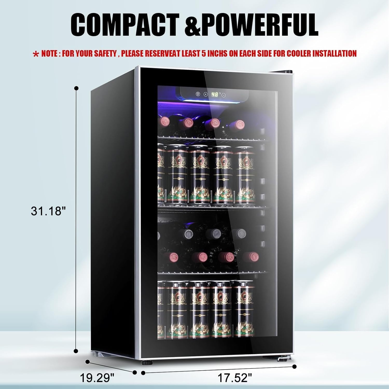 Antarctic Star 26 Bottle 130 Can Wine Cooler/Cabinet Beverage Refrigerator Mini Wine Cellar