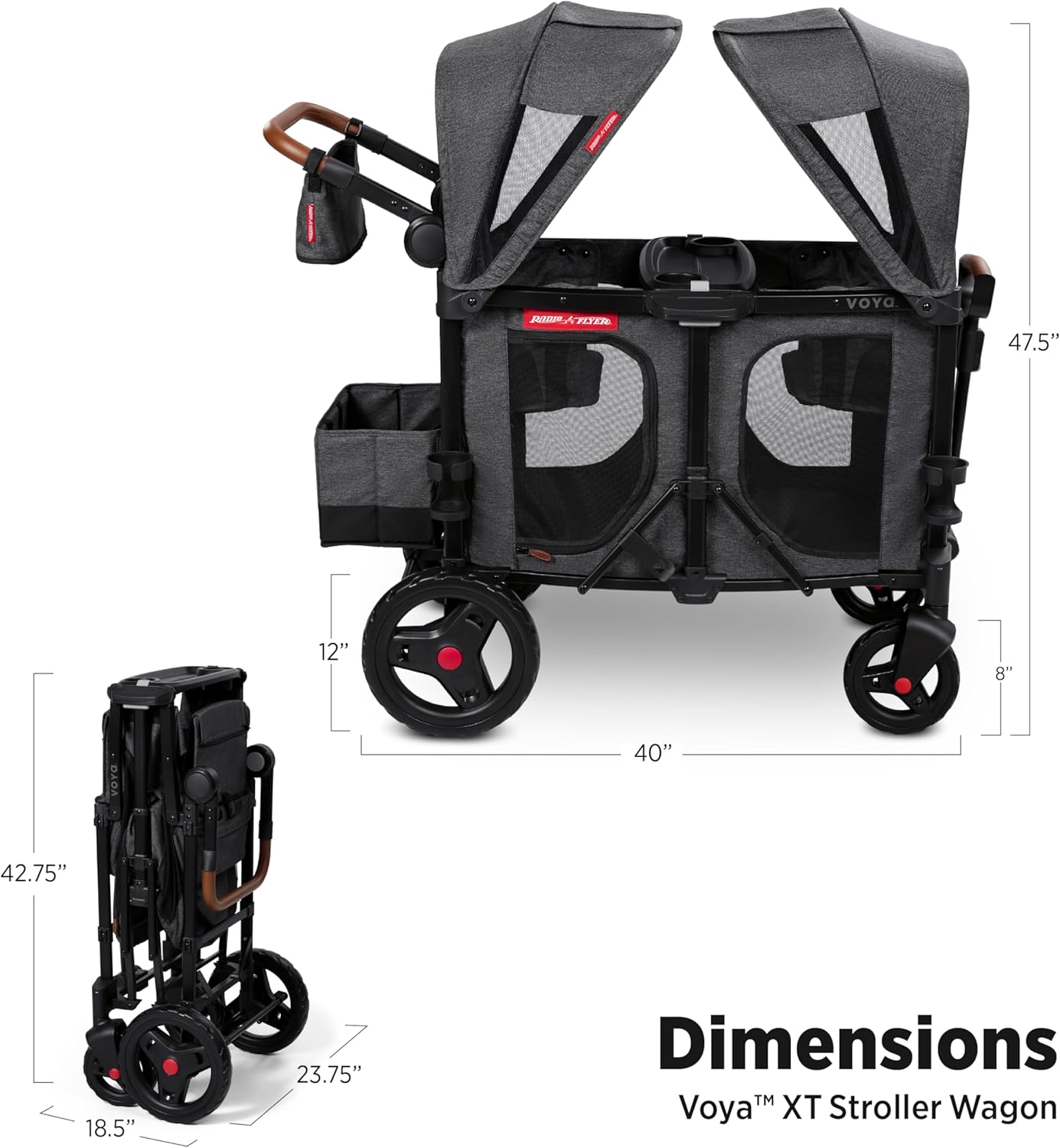 Stroller Wagon, 4 Seater Wagon Stroller for Kids with Low Sides, Baby Stroller Wagon, Quad Stroller