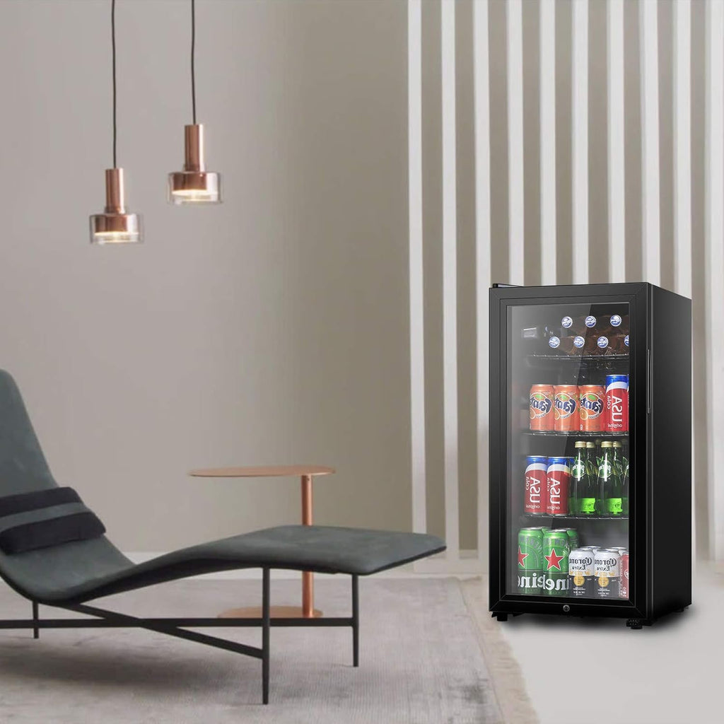 HAILANG Beverage Refrigerator With 105 Can, Freestanding Beverage Cooler