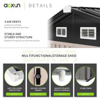 Aoxun 6.4x4 FT Outdoor Storage Shed for Tool, Garden