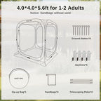 EAST OAK Screen House Tent Pop-Up, Portable Screen Room Canopy Instant Screen Tent 10 x 10 FT with Carry Bag for Patio, Backyard, Deck & Outdoor Activities, Beige