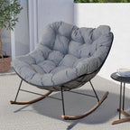Grand patio Rocking Chair Outdoor, E-Coated Papasan Rocking Chair with Cushion