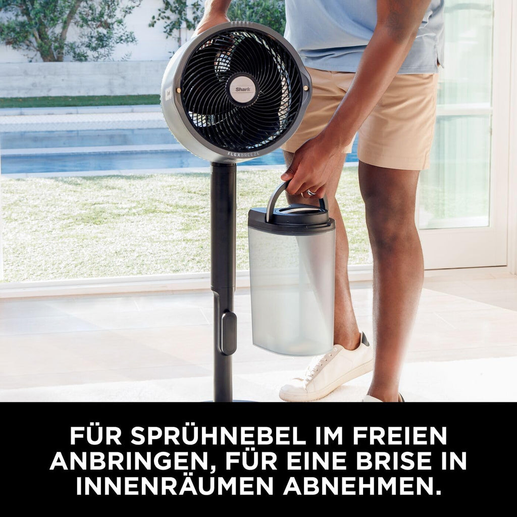 Shark FlexBreeze HydroGo Strong Fan with Mist, Cooling for Indoor & Outdoor Use, Quiet & Durable, Wired & Wireless, Compact & Lightweight, Up to 20m Airflow, Anthracite FA050EU
