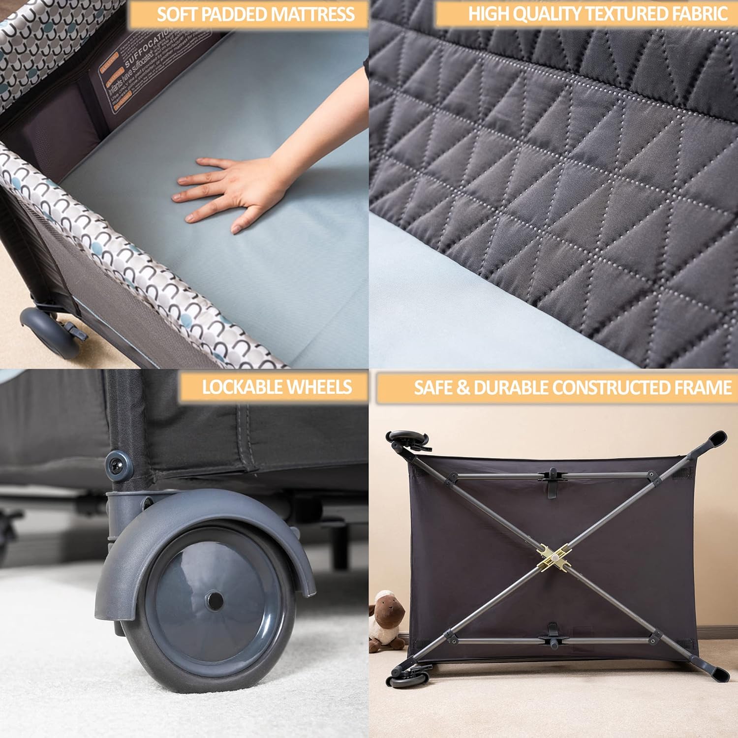 QUTANIX 5 in 1 Multifunctional Pack and Play with Bassinets