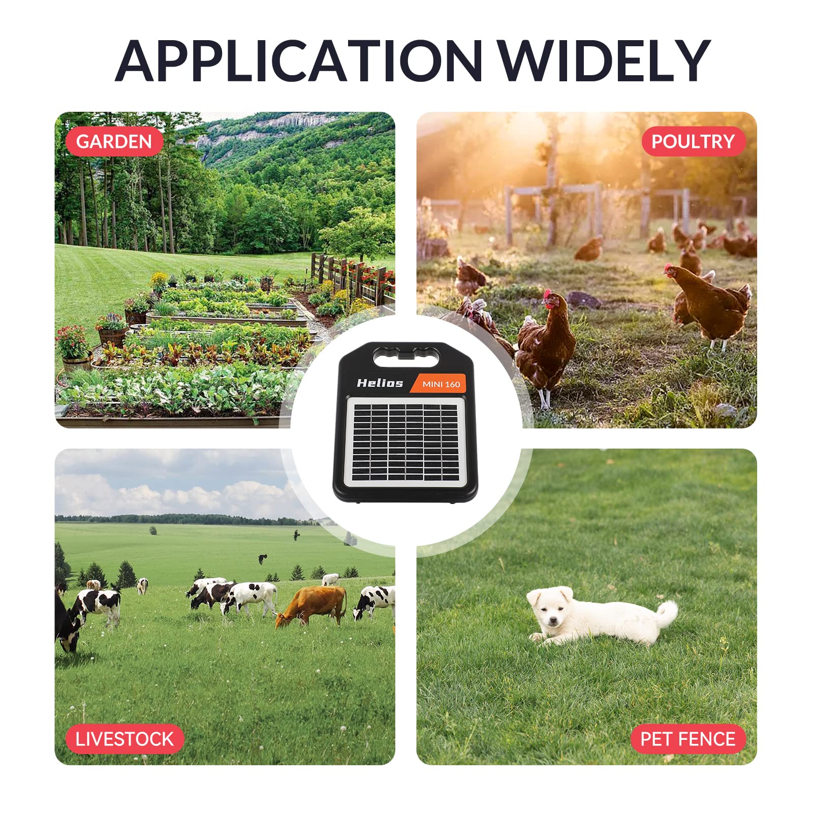 Andmon 10 Miles Solar Electric Fence Charger with Day or Night Mode
