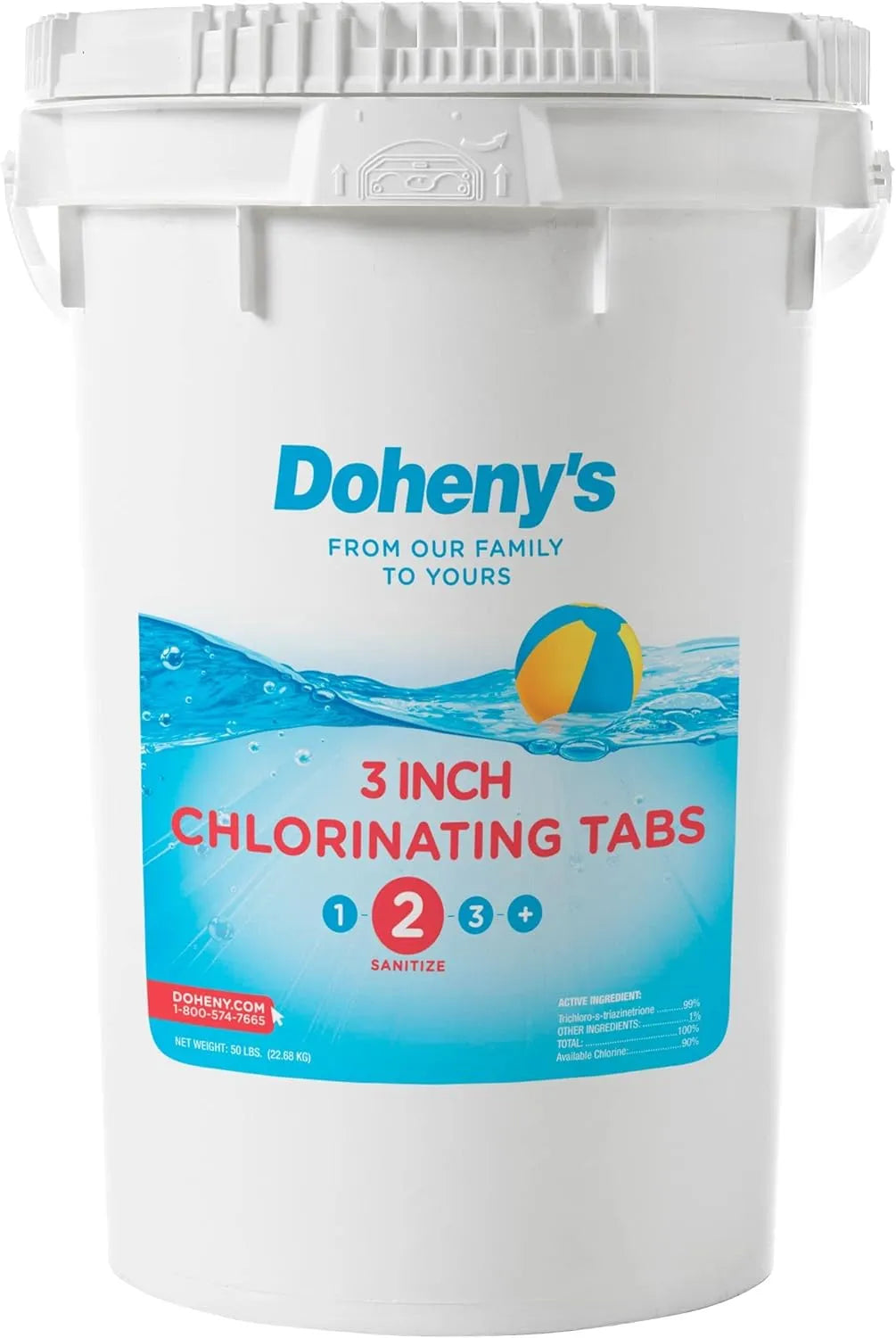 Doheny’s 3-Inch Stabilized Chlorine Tablets, 50lb – Long Lasting, Slow Dissolving Pool Sanitizer