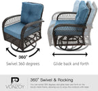 VONZOY 3 Pieces Patio Furniture Set with Rocking Chair, Thickened Cushions