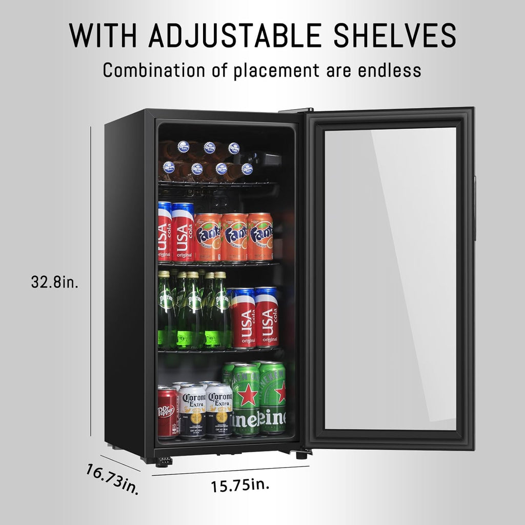 HAILANG Beverage Refrigerator With 105 Can, Freestanding Beverage Cooler