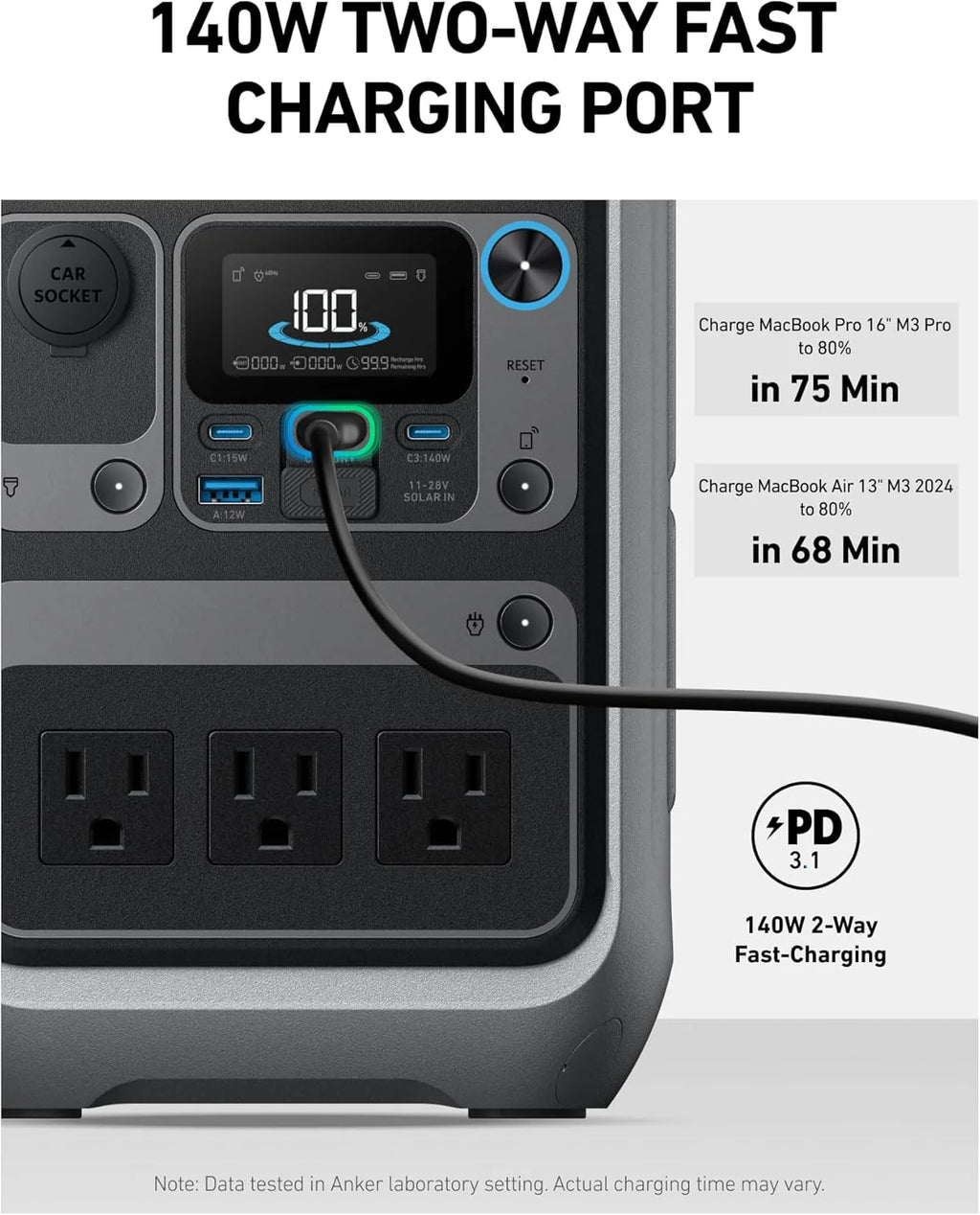 Portable Power Station Solix C300, 288Wh Battery