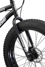 Mongoose Malus Mens and Women Fat Tire Mountain Bike, 26-Inch Bicycle Wheels, 4-Inch Wide Knobby Tires, Steel Frame, 7 Speed Drivetrain, Shimano Rear Derailleur, Disc Brakes