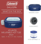 4 to 6 Person Inflatable Hot Tub Square Portable Outdoor Spa with 114 Soothing AirJets and Insulated Cover, Gray-Coleman
