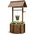 UDPATIO Wishing Wells for Yard, Large Wooden Wishing Well Planter for Outdoors