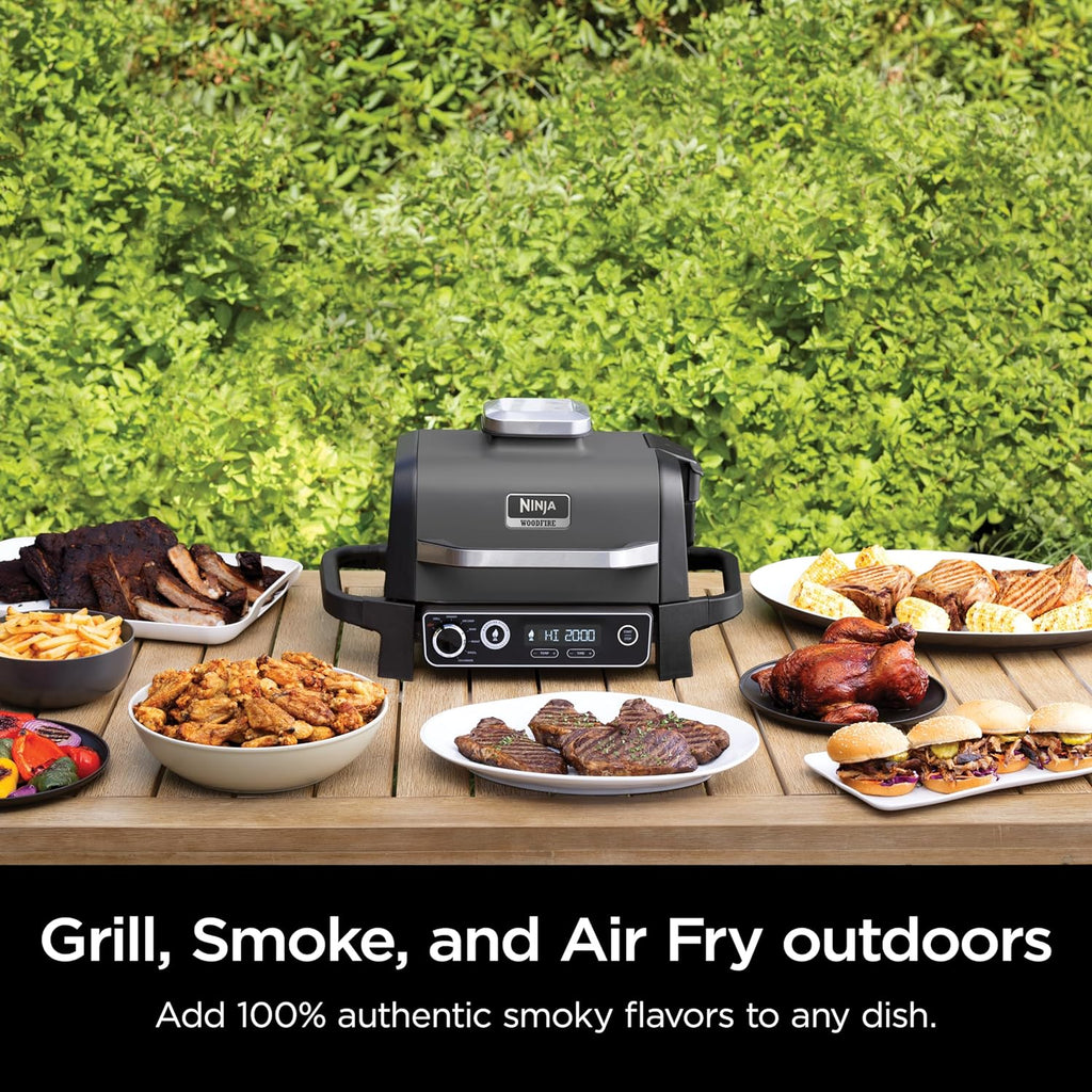 OG701 7-in-1 Outdoor Electric Grill & Smoker - Grill, BBQ, Air Fry, Bake, Roast, Dehydrate & Broil - Uses Woodfire Pellets - Portable & Weather Resistant