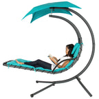 Best Choice Products Outdoor Hanging Curved Steel Chaise Lounge Chair