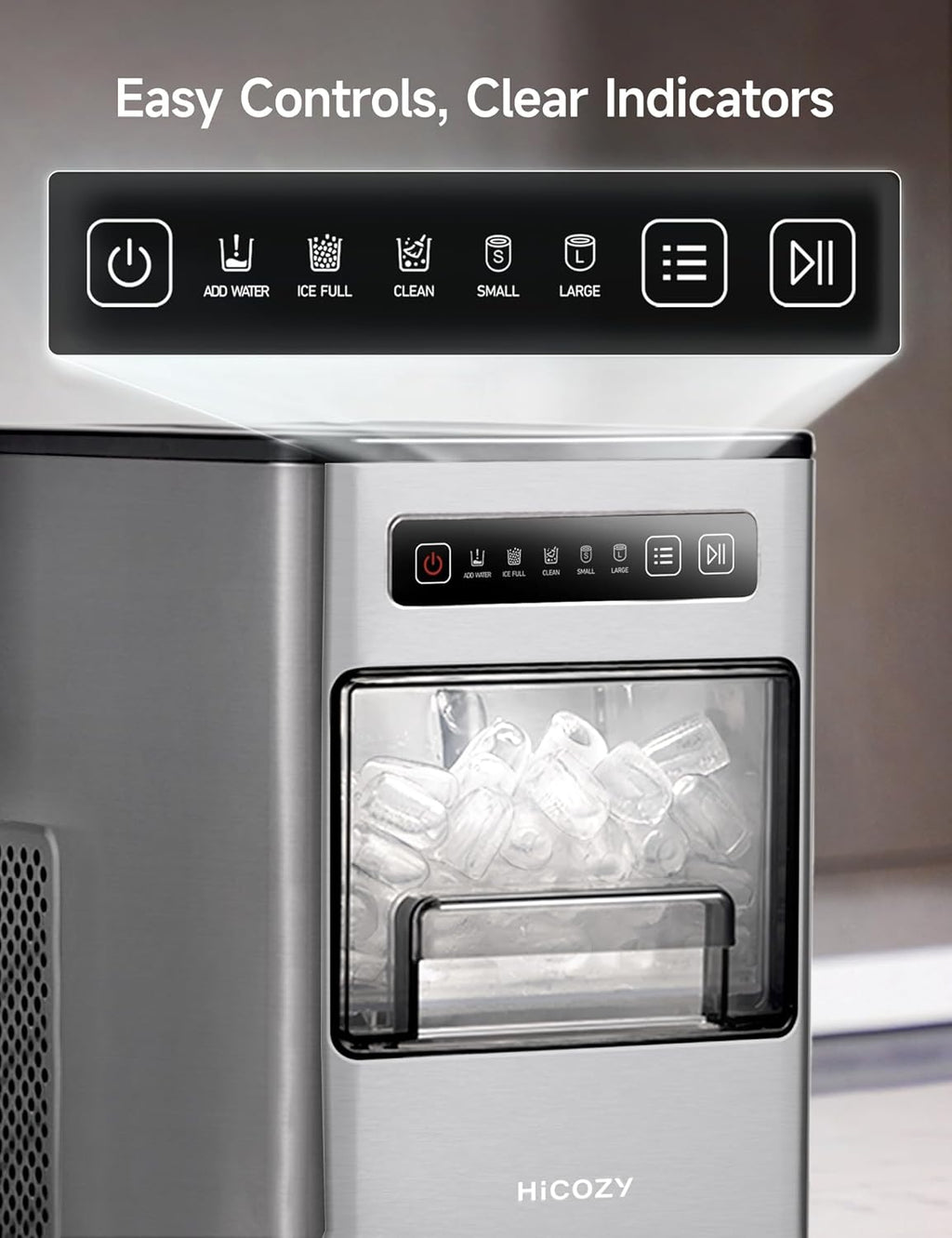 HiCOZY Ice Maker Countertop, Ice in 6 Mins with Self-Cleaning