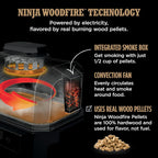 Ninja, Woodfire Pro XL Outdoor Grill & Smoker, Thermometer, 4-in-1 Master Grill, BBQ Smoker, Outdoor Air Fryer, Bake, Portable, Electric Grill, Dark Grey, OG850