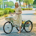 Viribus Adult Tricycle, 7 Speed Tricycle for Adults, 24" 3 Wheel Bikes for Adults with Baskets