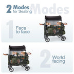 Wagon Stroller for 4 Kids, All-Terrain Wagon for Toddler with Canopy, Parent Organizer, Shoulder Bag, Adjustable Handlebar, Phone Holder, High Seat & 5 Point Harness, Ultimate Quad (Black)