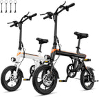Jasion EB3 Electric Bike Adults 21mph, 500W Peak Motor, 270Wh Battery, Rear Suspension, 3 Levels Assist, 14" Folding Ebike for Adults and Teens, Complies to UL2849