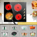 Electric Cooktop 30 Inch - 5 Burners Built-in Ceramic Cooktop, 30" Electric Stove Top with Glass Protection Metal Frame, 9 Heating Level, 8400W, 220-240V for Hard Wire(No Plug)