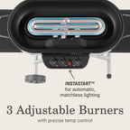 RoadTrip Portable Stand-Up Propane Grill with 3 Adjustable Burners & Instastart Ignition, 20,000 BTUs of Power for Outdoor Cooking