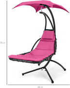 Best Choice Products Outdoor Hanging Curved Steel Chaise Lounge Chair Swing w/Built-in Pillow and Removable Canopy - Charcoal Gray