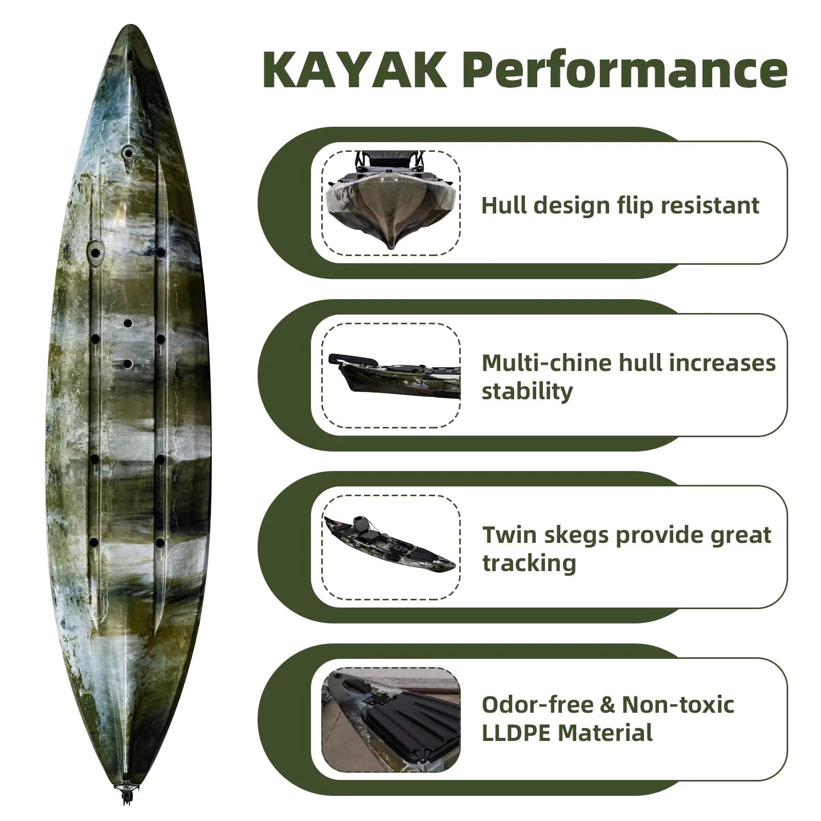 Garvee 13FT Fishing Kayaks, Sit on Top Kayak for Adults with Paddle Comfortable Seat, Capacity of 400LBS, Hard Shell Recreational Ocean Kayak Boat