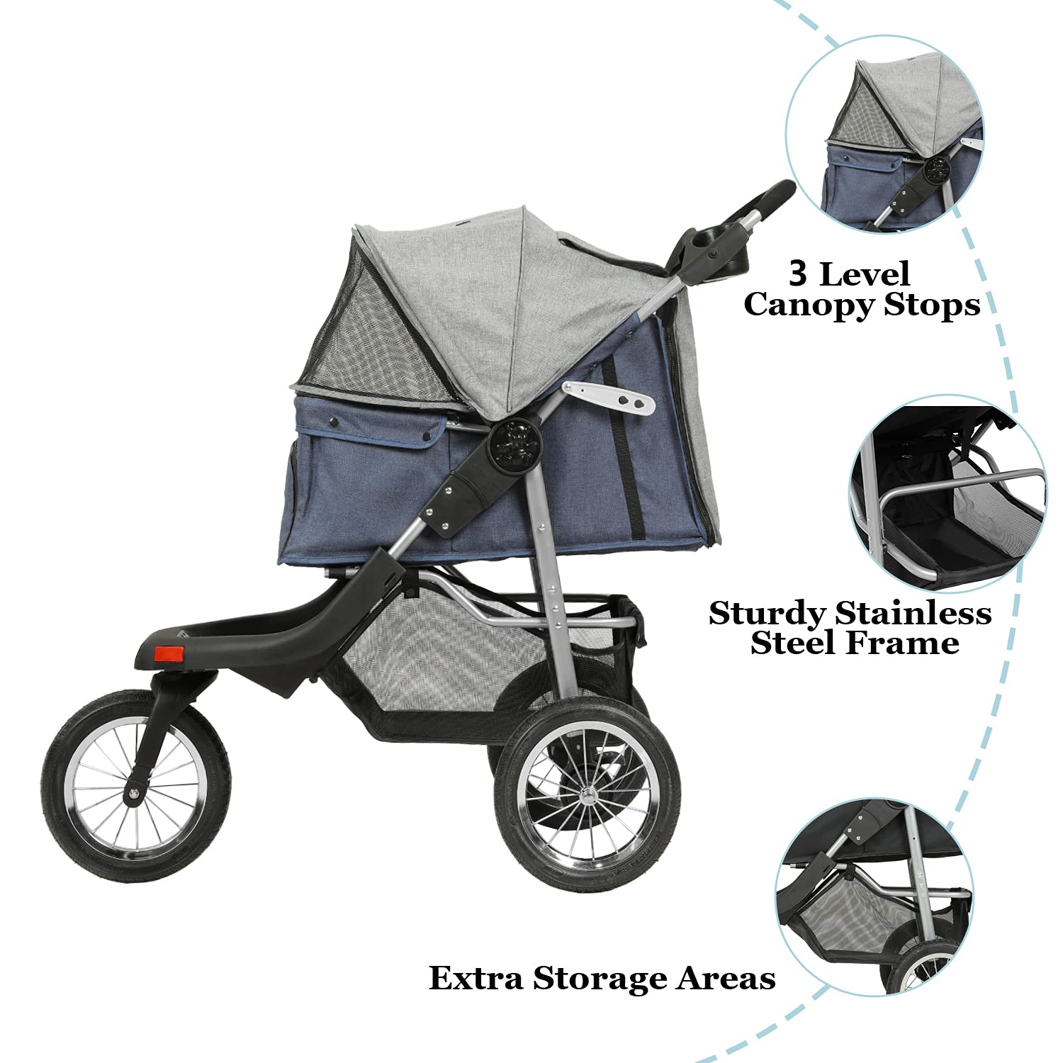 VIAGDO Premium Heavy Duty Pet Stroller for Small Medium Dogs & Cats