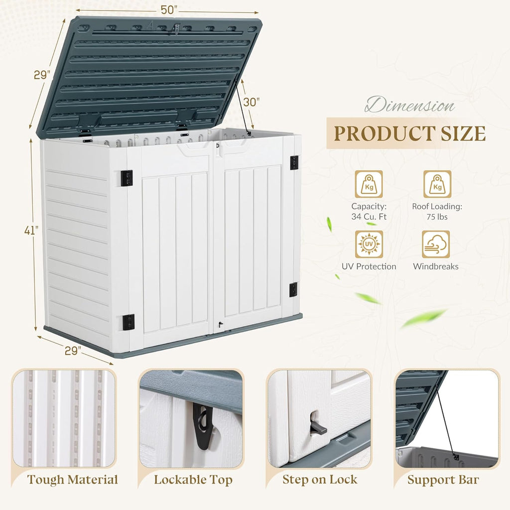Greesum Outdoor Horizontal Resin Storage Sheds Weather Resistant Resin Tool Shed