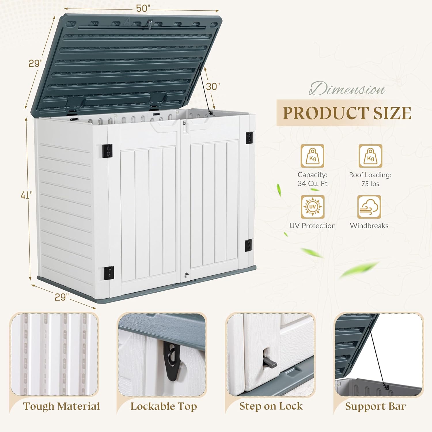 Greesum Outdoor Horizontal Resin Storage Sheds Weather Resistant Resin Tool Shed