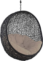 EEI739BEISET Encase Wicker Rattan Outdoor Patio Porch Lounge Egg, Swing Chair with Stand, Beige