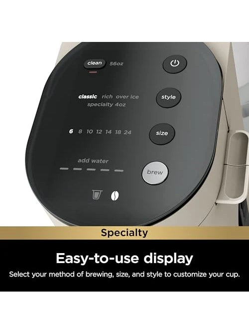Ninja Pod & Grounds Specialty Single-Serve Coffee Maker, K-Cup Pod Compatible, Brews Grounds, Compact Design, Built-In Milk Frother, 56-oz. Reservoir, 6-oz. Cup to 24-oz. Mug Sizes, Black, PB051
