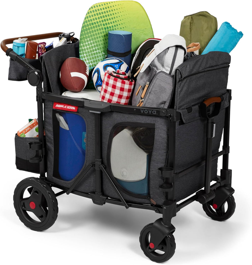 Stroller Wagon, 4 Seater Wagon Stroller for Kids with Low Sides, Baby Stroller Wagon, Quad Stroller