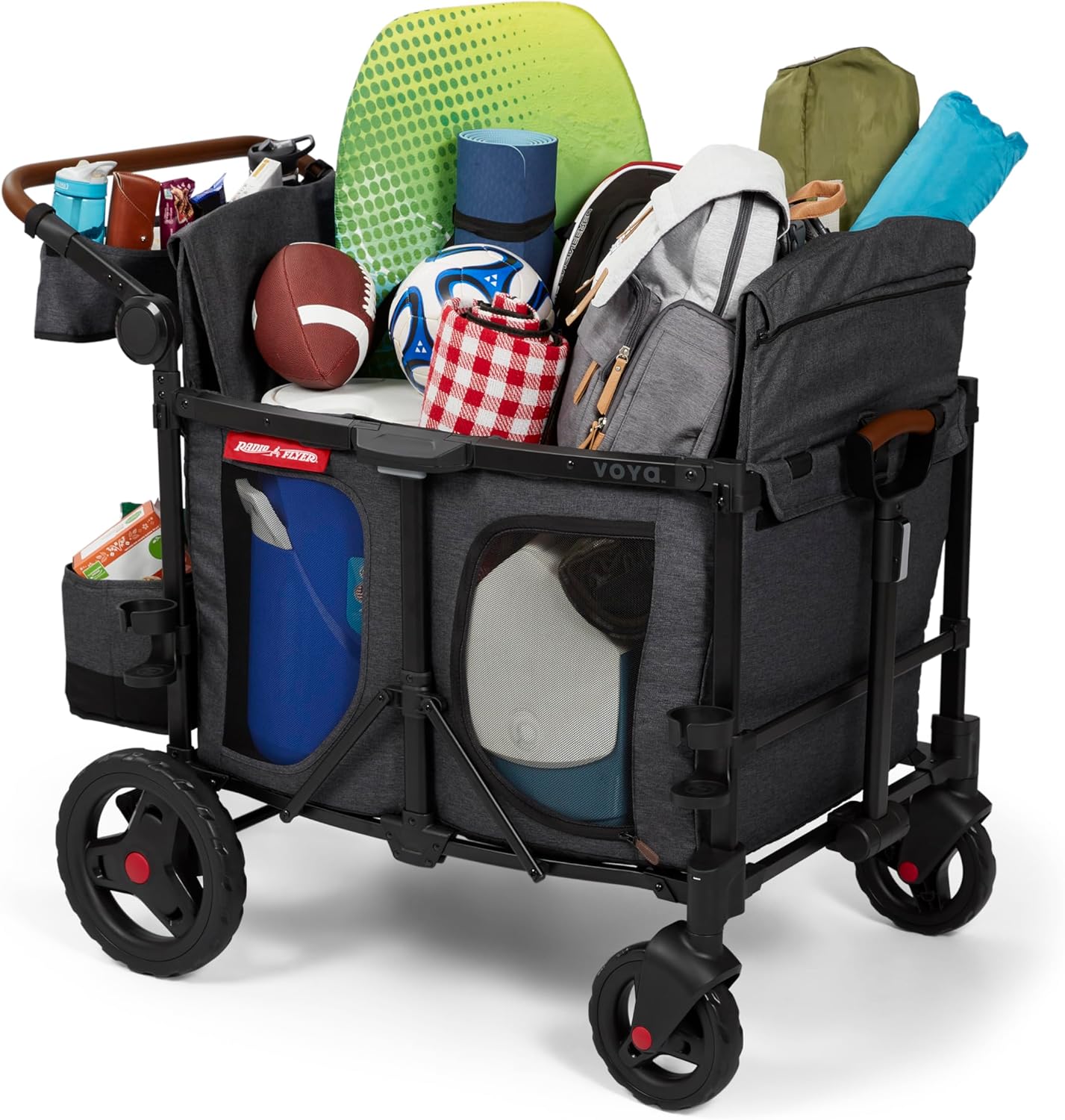 Stroller Wagon, 4 Seater Wagon Stroller for Kids with Low Sides, Baby Stroller Wagon, Quad Stroller