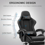 GTPLAYER Gaming Chair, Computer Chair with Footrest and Lumbar Support, Height Adjustable Game Chair with 360  -Swivel Seat and Headrest and for Office or Gaming (White)