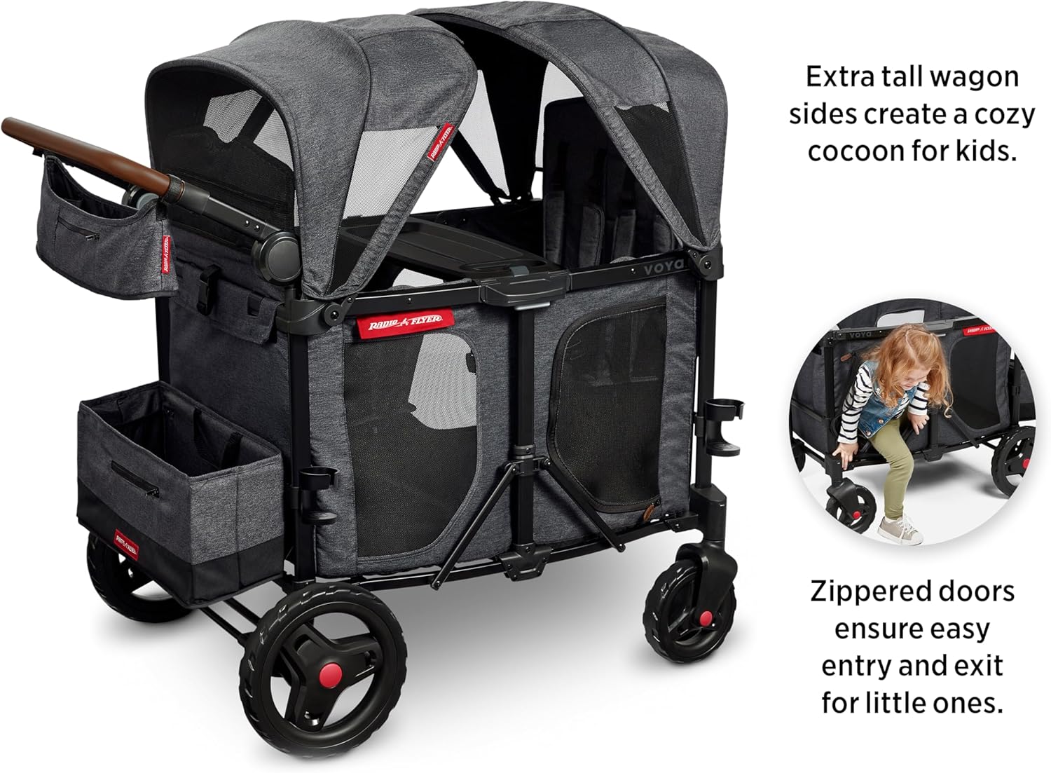 Stroller Wagon, 4 Seater Wagon Stroller for Kids with Low Sides, Baby Stroller Wagon, Quad Stroller
