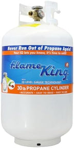 2025 Flame King YSN330 30lb Steel Propane Tank Cylinder with Gauge and OPD Valve for Grills and BBQs  Camping  Fishing  & Outdoor Activities  White