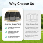 Alvantor Screen House Gazebo, 6-10-15 Person Pop Up Igloo Screened Canopy Tent with Mosquito Netting Sides, Instant UV Resistant Sun Shelter for Garden, Patio, Backyard