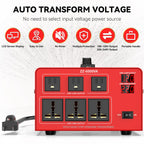 6000 Watt Voltage Converter Transformer Heavy Duty Step Up/Down Power Converter 220V to 110V, 110V to 220V with 3 US Outlets, 3 Universal Outlets, LCD Display, Circuit Breaker Protection
