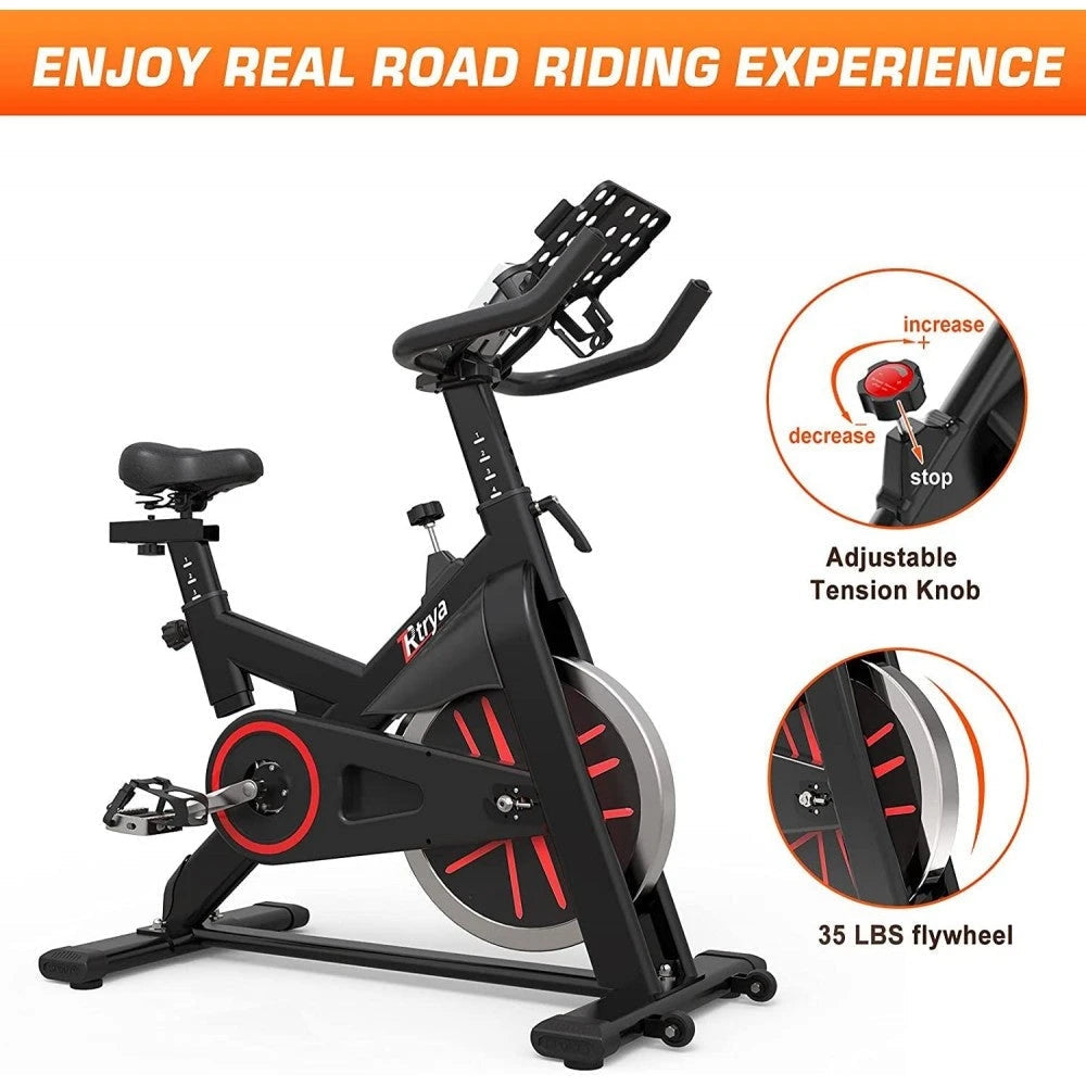 Exercise Bike, Stationary Indoor Cycling Bike, Cycle Bike for Home Cardio Gym, Belt Drive Workout Bike with 35 LBS Flywheel, Thickened Frame Upgraded Version
