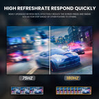 CRUA 24′′ Curved Gaming Monitor, FHD 1080P, 180Hz, VA Panel, AMD FreeSync, Low Blue Light, HDMI/DP Ports, Black