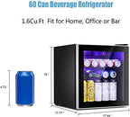 Antarctic Star Mini Fridge Cooler – 60 Can Beverage Refrigerator Glass Door for Beer Soda or Wine – Glass Door Small Drink Dispenser Machine Clear Front Removable for Home, Office or Bar, 16cuft