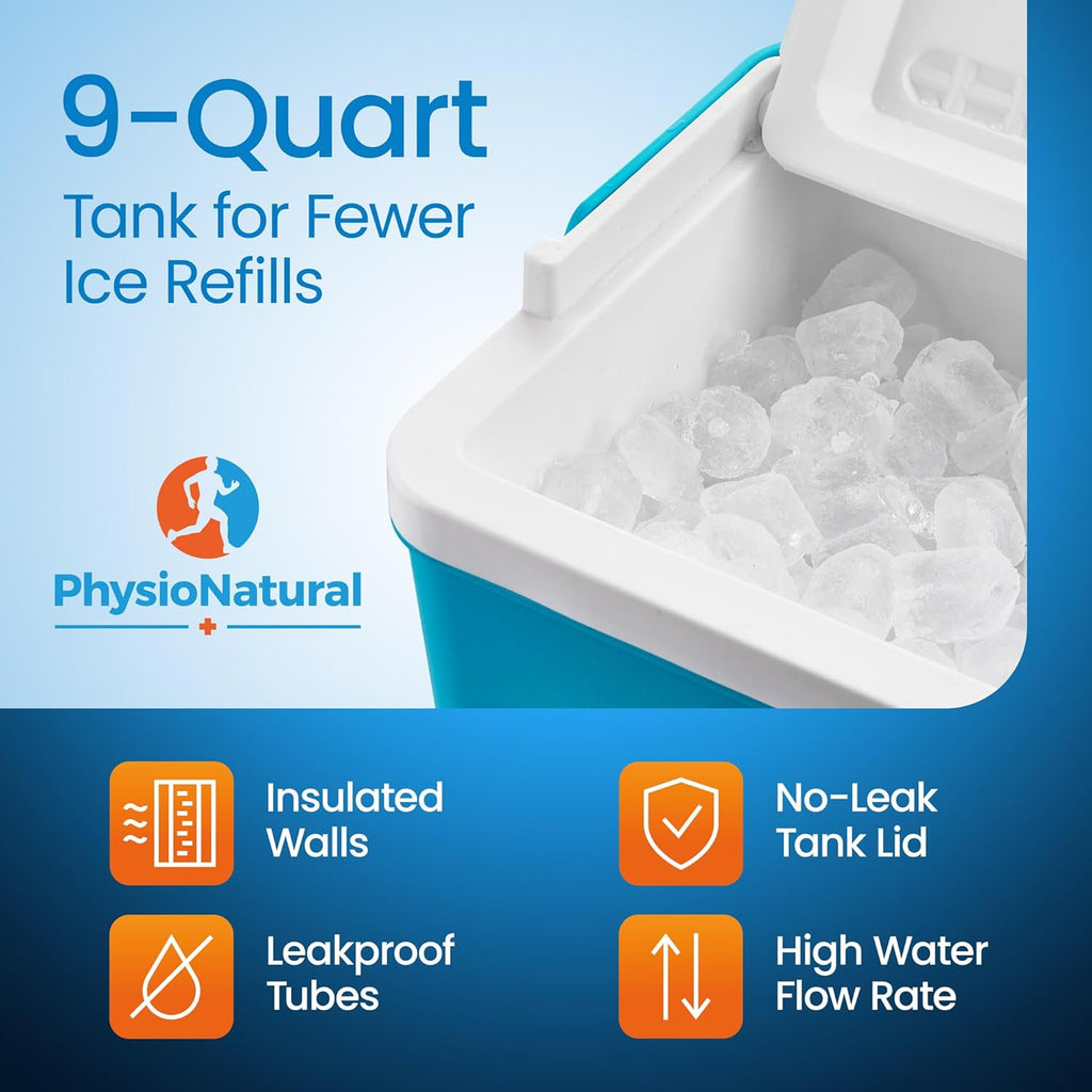 PhysioNatural Cold Therapy Machine - Wearable, Adjustable Knee Pad — Cooler Pump with Digital Timer