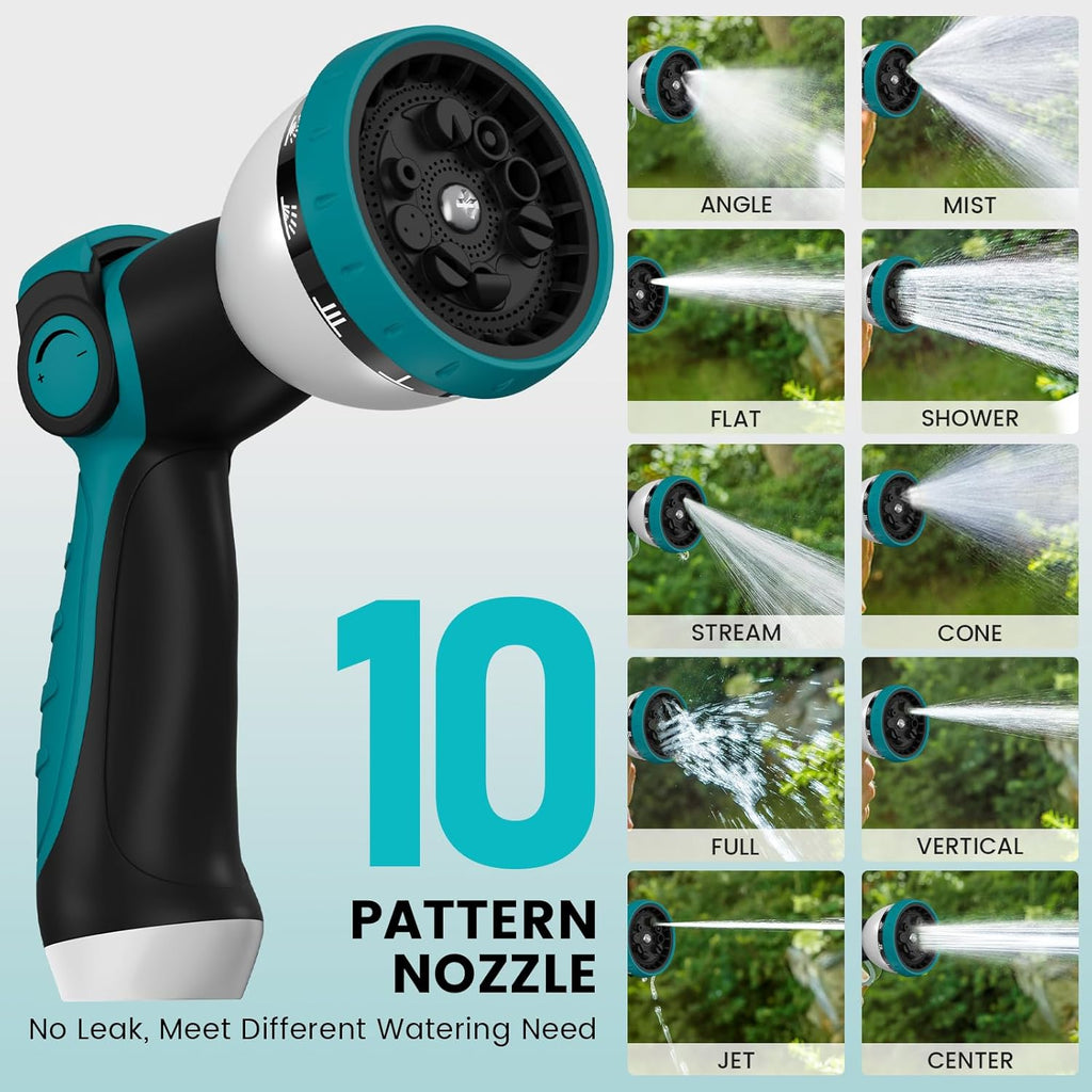 AYURA Retractable Garden Hose Reel, Any Length Lock, Slow Auto-Rewind, 10 Pattern Nozzle