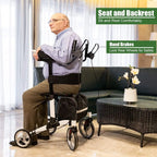 BEYOUR WALKER Upright Rollator Walker, 10′′ Wheels, Adjustable Armrest, Folding Design, White – Mobility Aid for Seniors