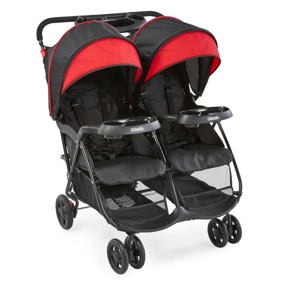 Kolcraft Side-by-Side Lightweight Double Baby Stroller with Reclining Seats